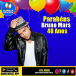 Hoje a festa é em homenagem a um dos maiores fenômenos da música pop moderna: Bruno Mars, que celebra seus 40 anos de muito talento e sucesso!